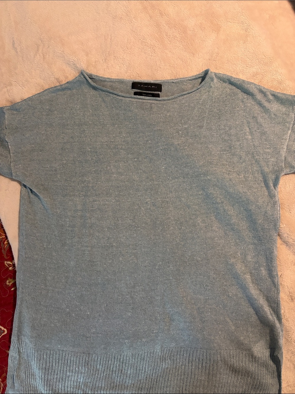 Tahari Light Blue Heathered Short Sleeve Knit Tee